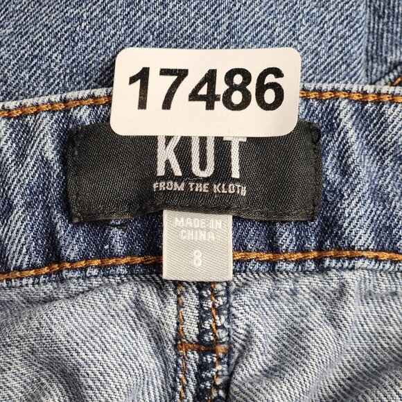 KUT From The Kloth Skirt Womens 8 Blue Denim Raw Hem Distressed Hemp Blend - Picture 8 of 11